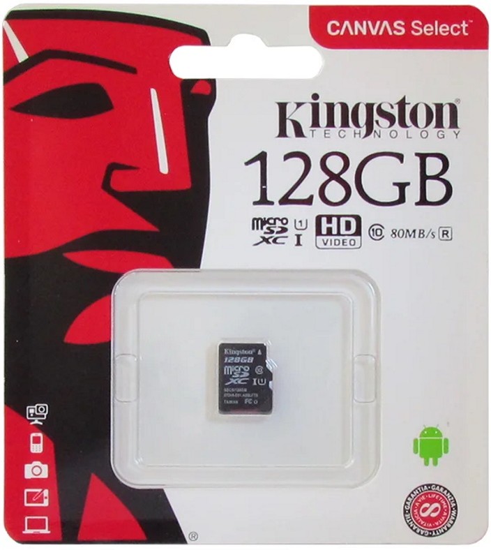 Карта памяти kingston 128gb canvas select plus sdcs2 128gbsp