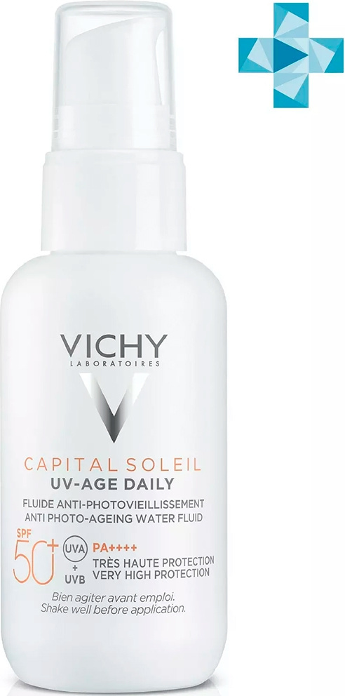 Капитал солей виши. Виши флюид солнцезащитный 50+. Vichy Capital Soleil UV-age Daily spf50+. Виши капитал солей 50 для лица. Vichy Capital Soleil SPF 50 флюид.