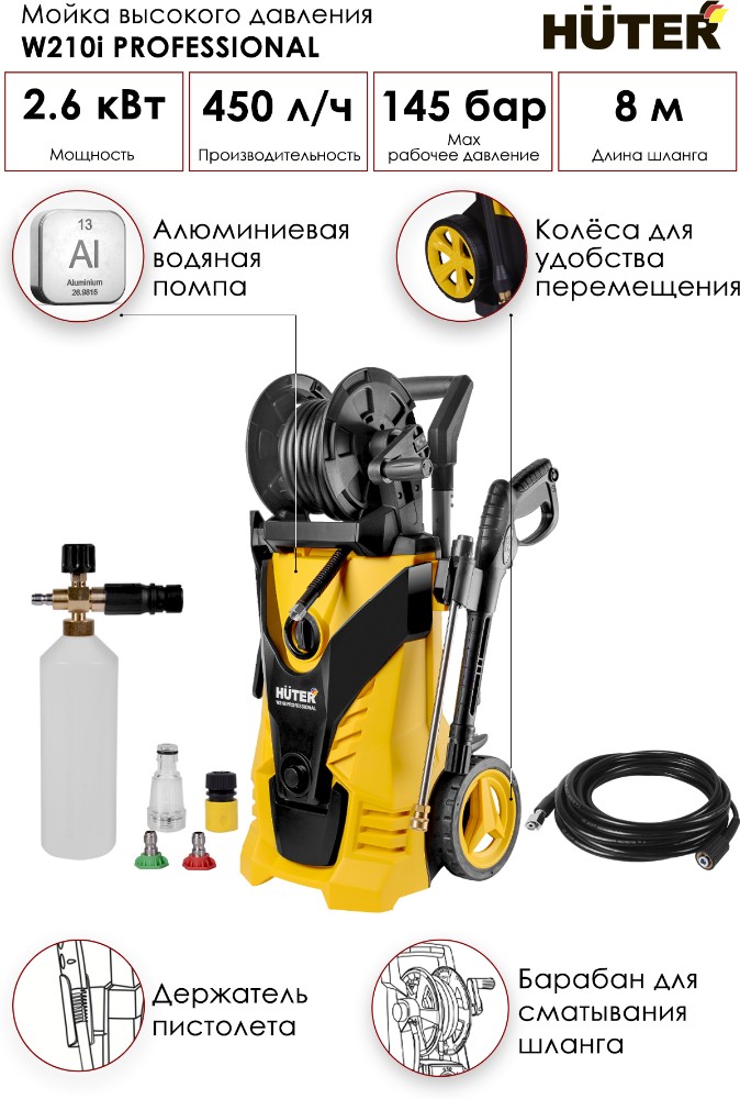 Мойка хутер профессионал. Мойка Huter w210i professional 70/8/18. Мойка высокого давления Huter w210i professional. Huter w210i professional пеногенератор. Мойка Хутер 210 i высокого давления.