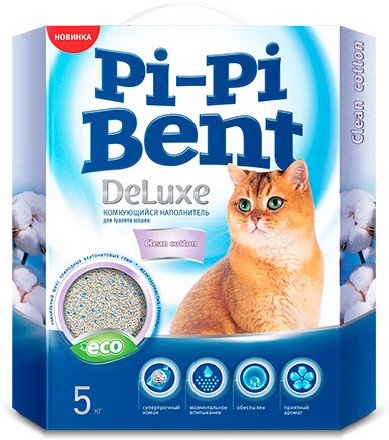 Наполнитель Pi-Pi-Bent Deluxe Clean Cotton комкующийся с ароматом хлопка 5 кг