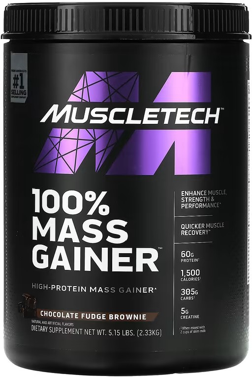 Гейнер Muscletech 1100% Mass Gainer Шоколадное брауни 2330 г