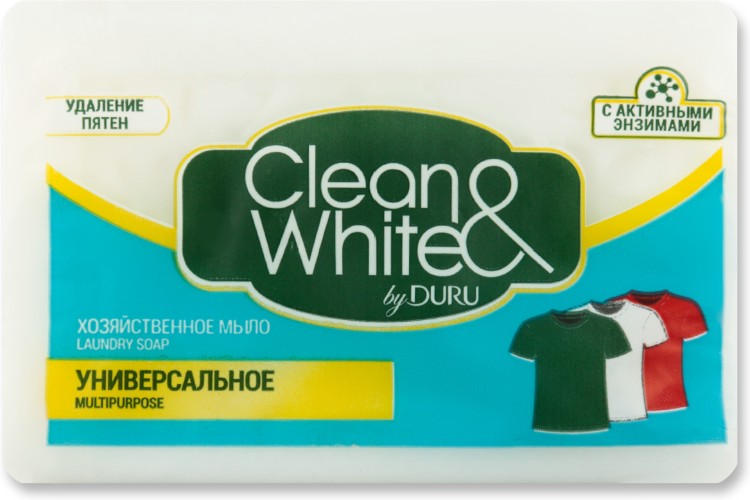 Кусковое мыло хозяйственное DURU Clean&White Универсальное 125 г