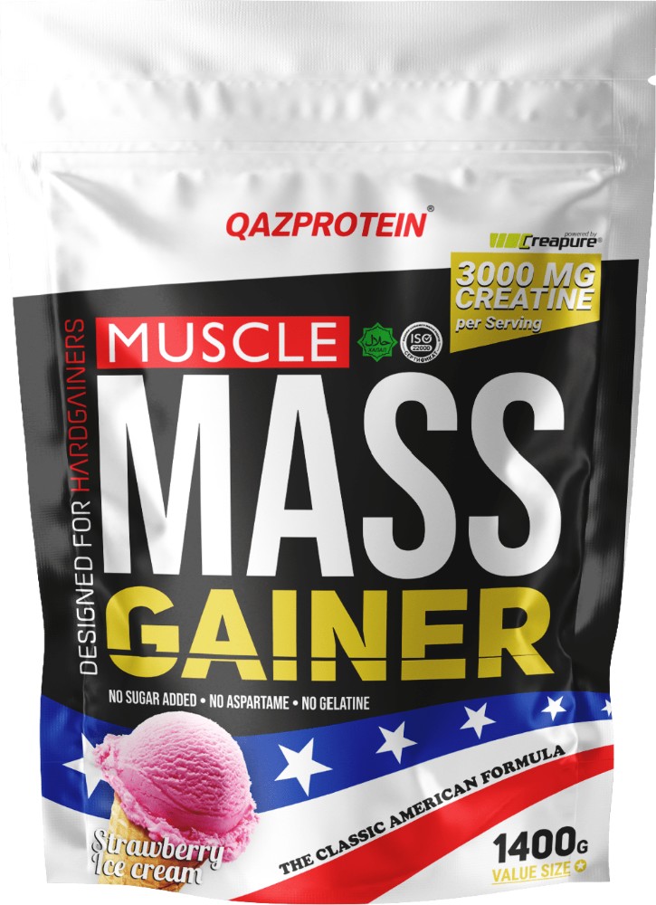 Гейнер Qazprotein Muscle Mass Gainer Клубничное мороженое 1400 г