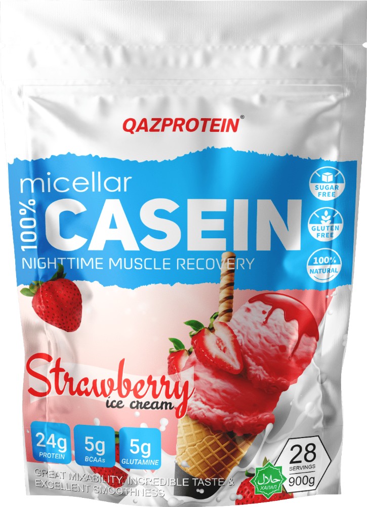 Протеин Qazprotein 100% Micellar Casein Клубника 900 г