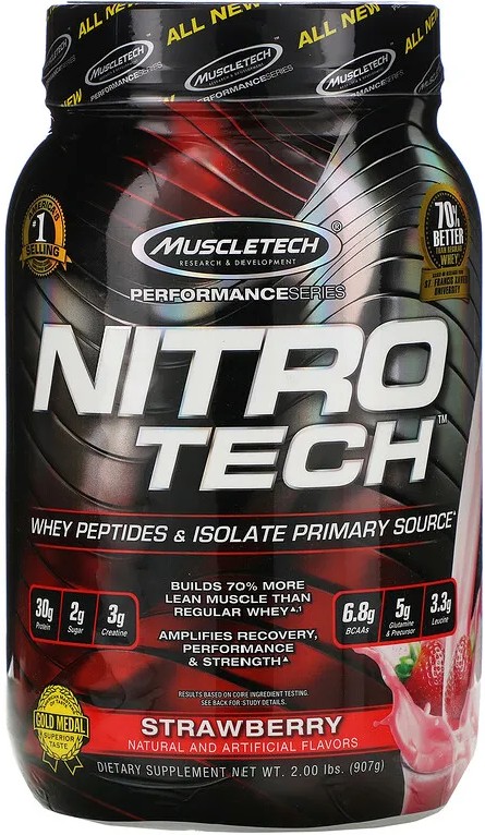 Протеин MuscleTech NitroTech Whey Isolate + Lean Musclebuilder Клубника 907 г