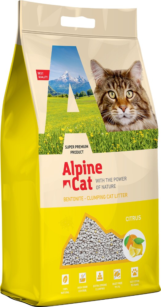 Наполнитель Alpine Cat цитрус комкующийся 10 л