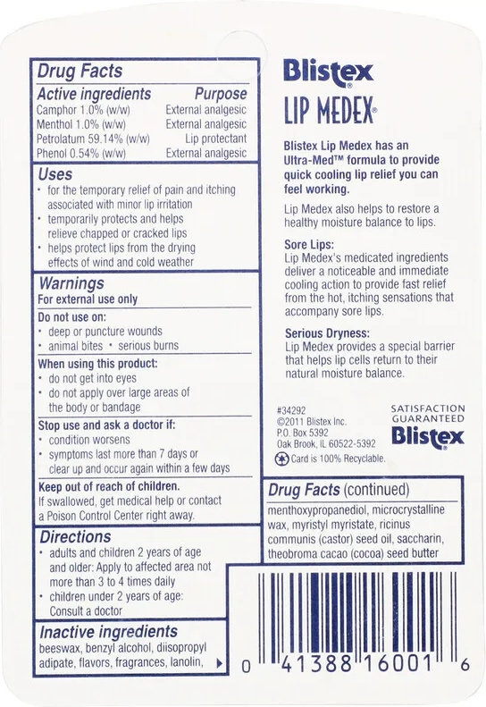 Blistex Lip Medex External Analgesic Lip Protectant бальзам