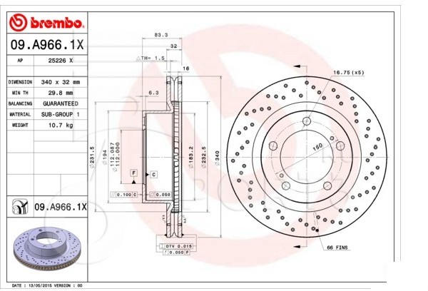 Диски Brembo передние 09A9661X