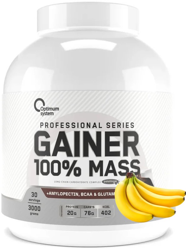 Гейнер Optimum System Gainer 100% Mass Банан 3000 г